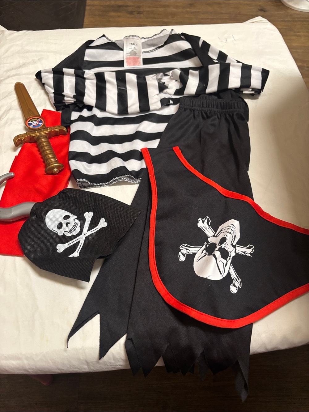 Kids Pirate Costume Set in Black with Red Trim